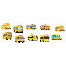 Cartoon Yellow Bus Stickers 10's - Sold Assorted